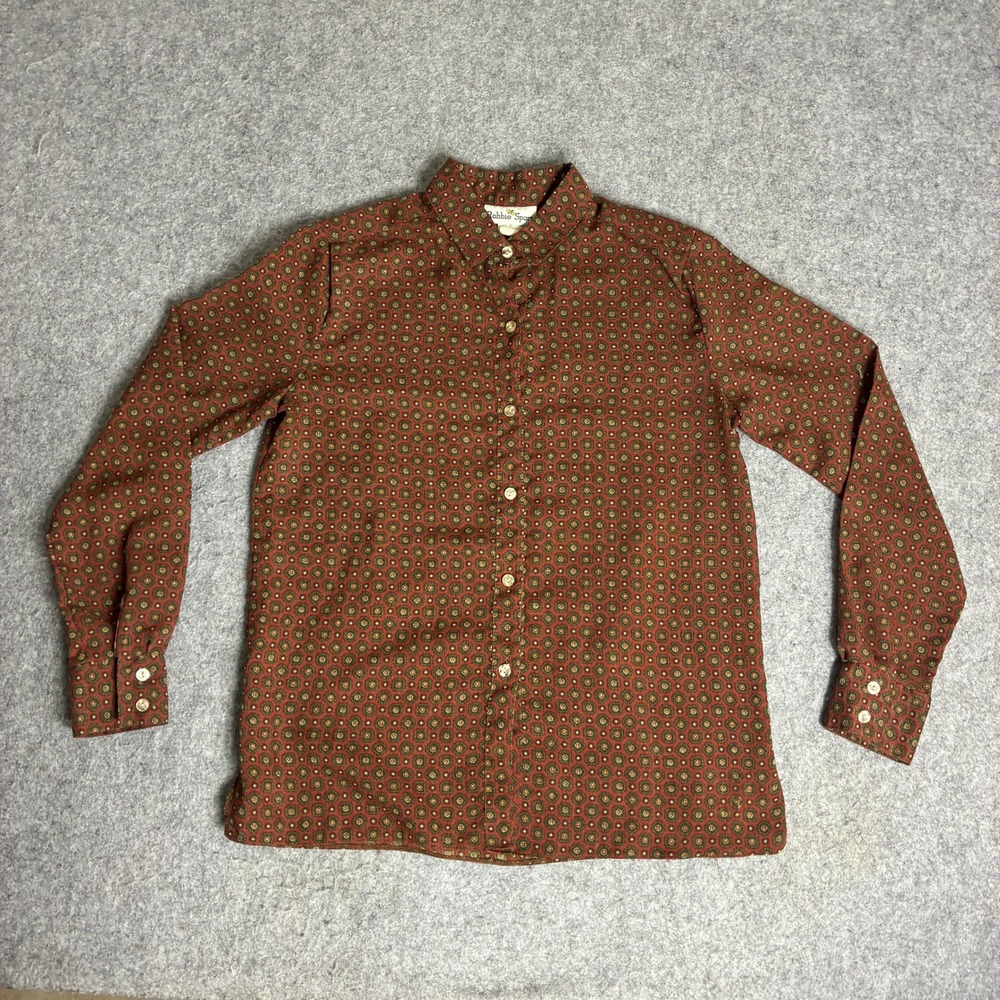 Vintage Robbie Sport Women's Size M 7/8 Button Mesh Shirt Red Geometric Boho